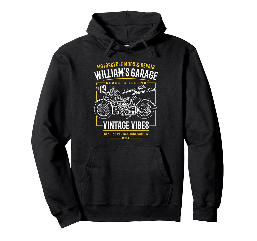 Williams Garage Motorcycle Name William Hoodie - Trendy Graphic Unisex - T-Shirt, Sweatshirt, Hoodie