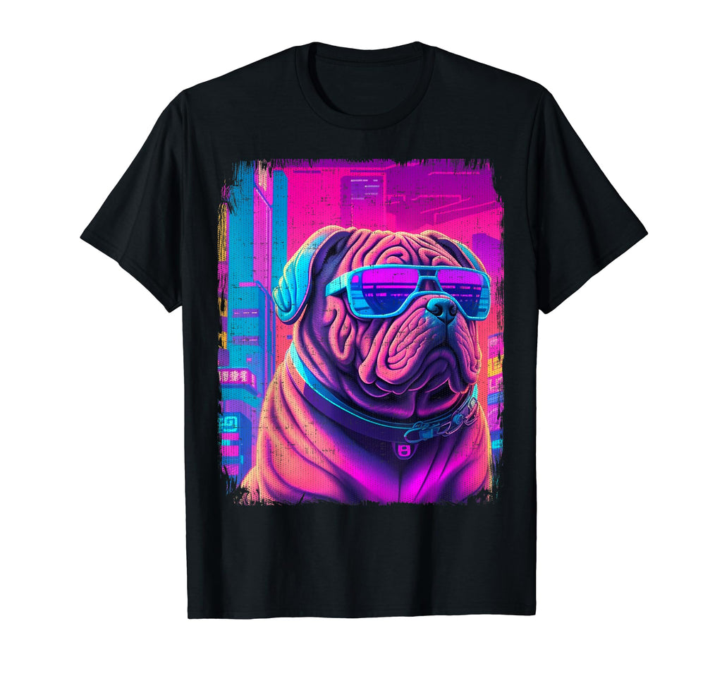 Shar Pei Dog Cyber Vaporwave 80S T-Shirt - Trendy Graphic Men Women - T-Shirt, Sweatshirt, Hoodie