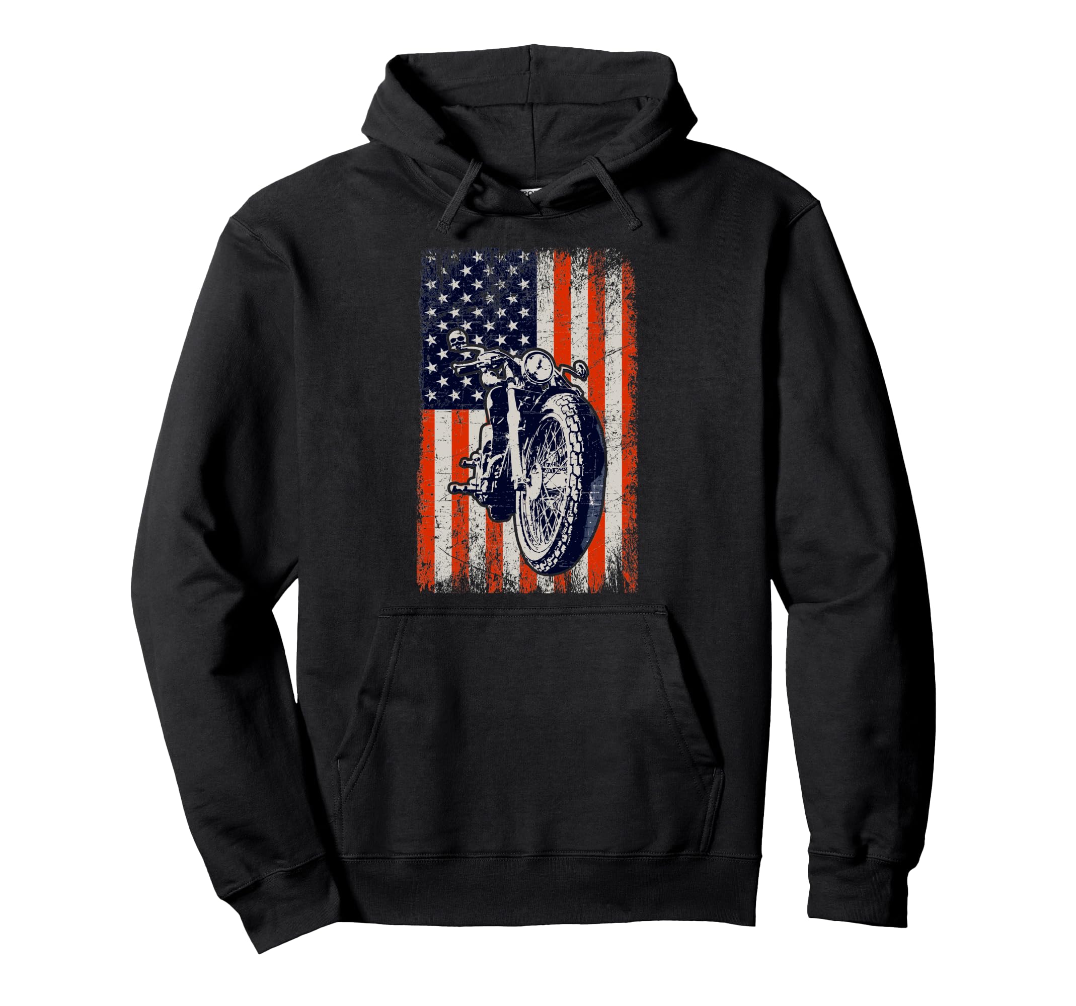 Us Flag Biker Riding Lover Motorcycle Hoodie - Novelty Apparel for Adults - T-Shirt, Sweatshirt, Hoodie