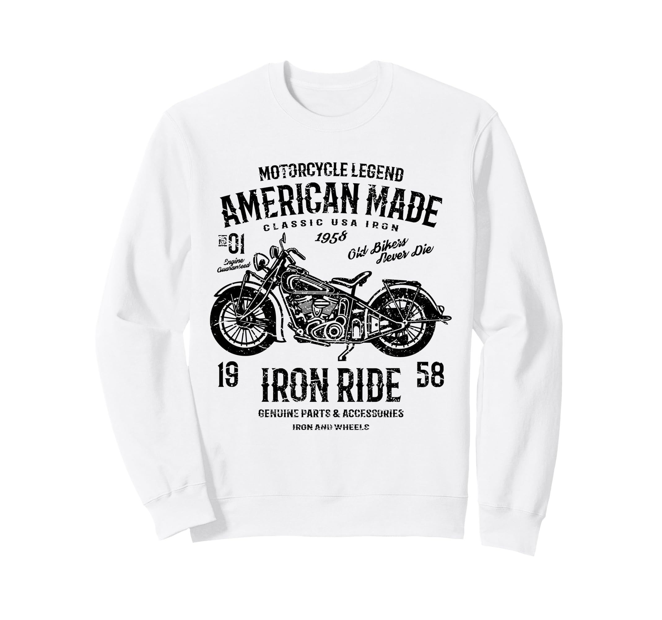 American Motorcycle Distressed Sweatshirt - Custom Art Print Men Women - T-Shirt, Sweatshirt, Hoodie