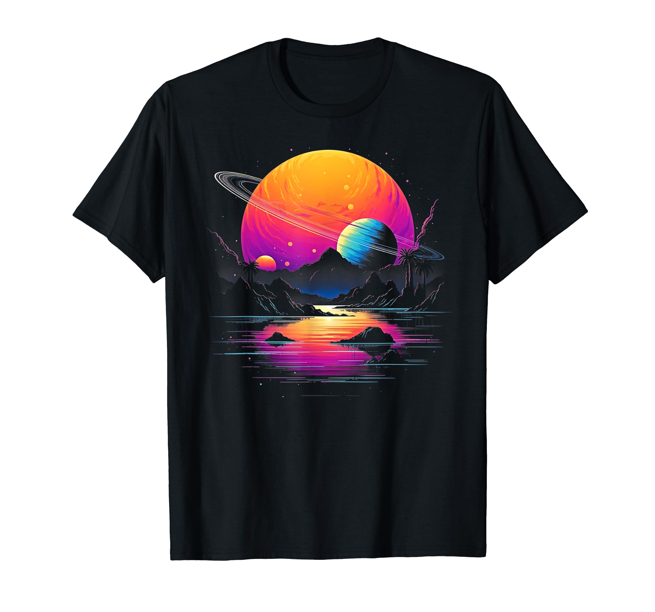 Vaporwave Solar System 80S Synthwave T-Shirt - Casual Everyday Wear Unisex - T-Shirt, Sweatshirt, Hoodie