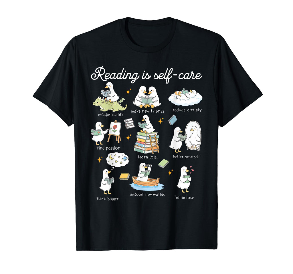 Silly Goose Reading Is Self Care T-Shirt - Casual Everyday Wear Unisex - T-Shirt, Sweatshirt, Hoodie
