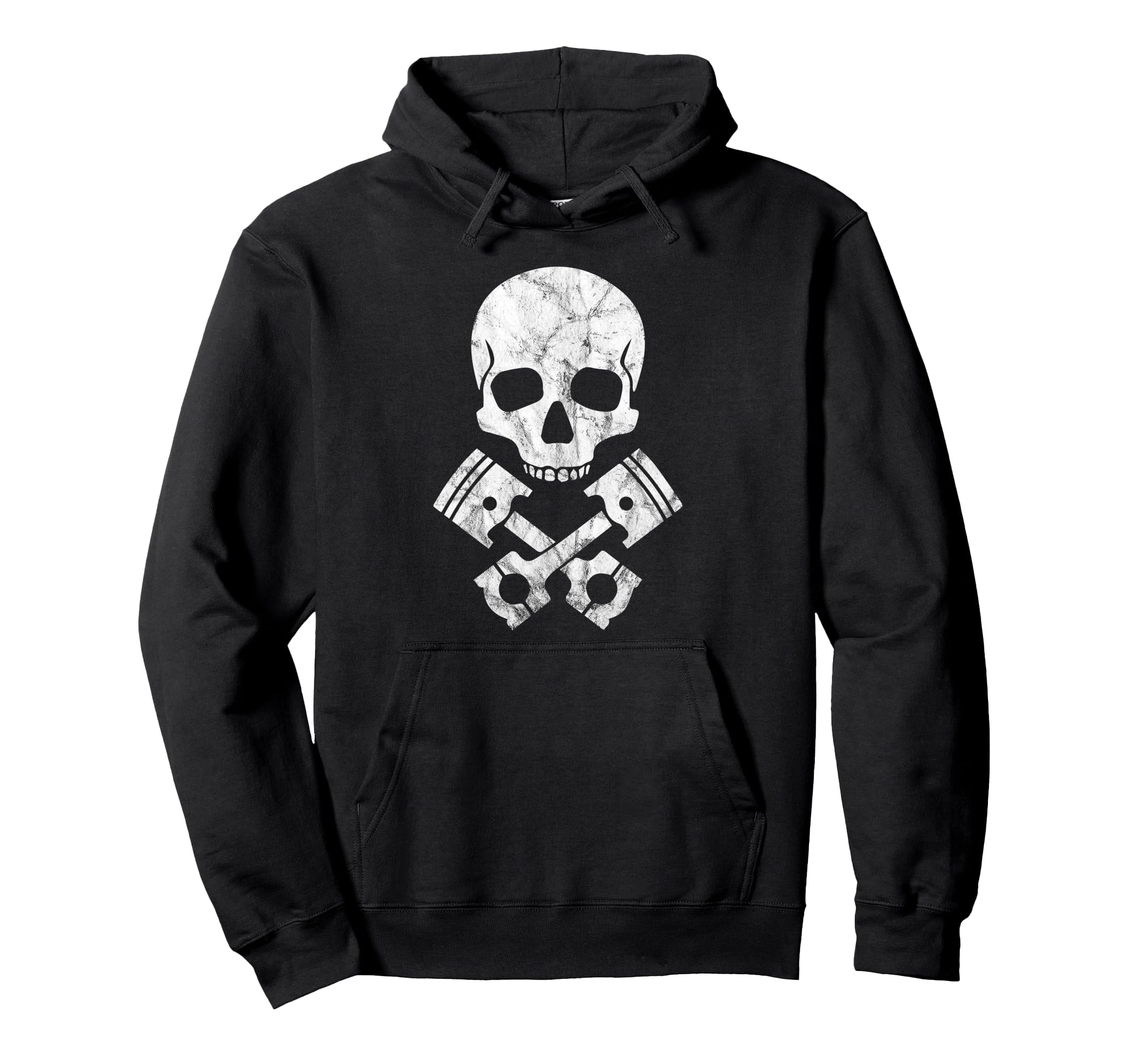 Motorcycle Hot Rod Skull Cross Bone Hoodie - Custom Art Print Men Women - T-Shirt, Sweatshirt, Hoodie