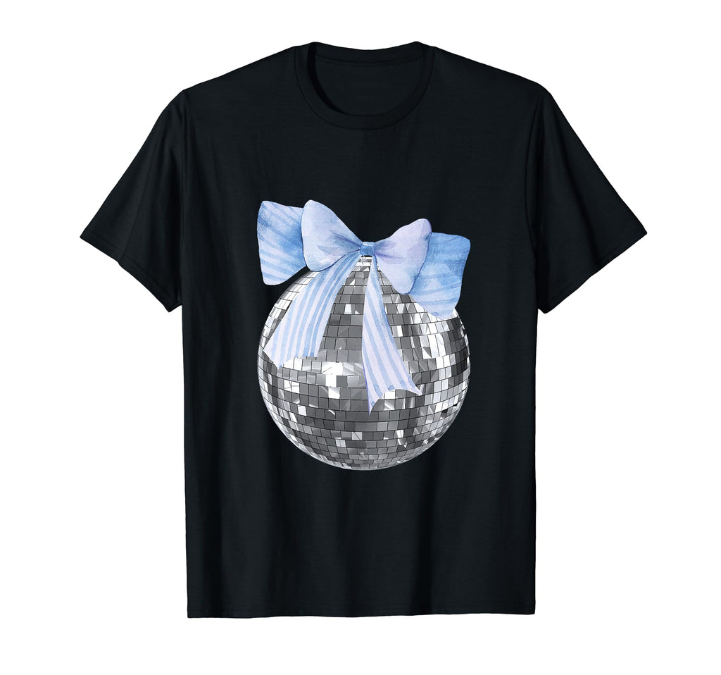 Disco Ball Blue Bow Coquette Girly T-Shirt - Fun Novelty Design for Adults - T-Shirt, Sweatshirt, Hoodie