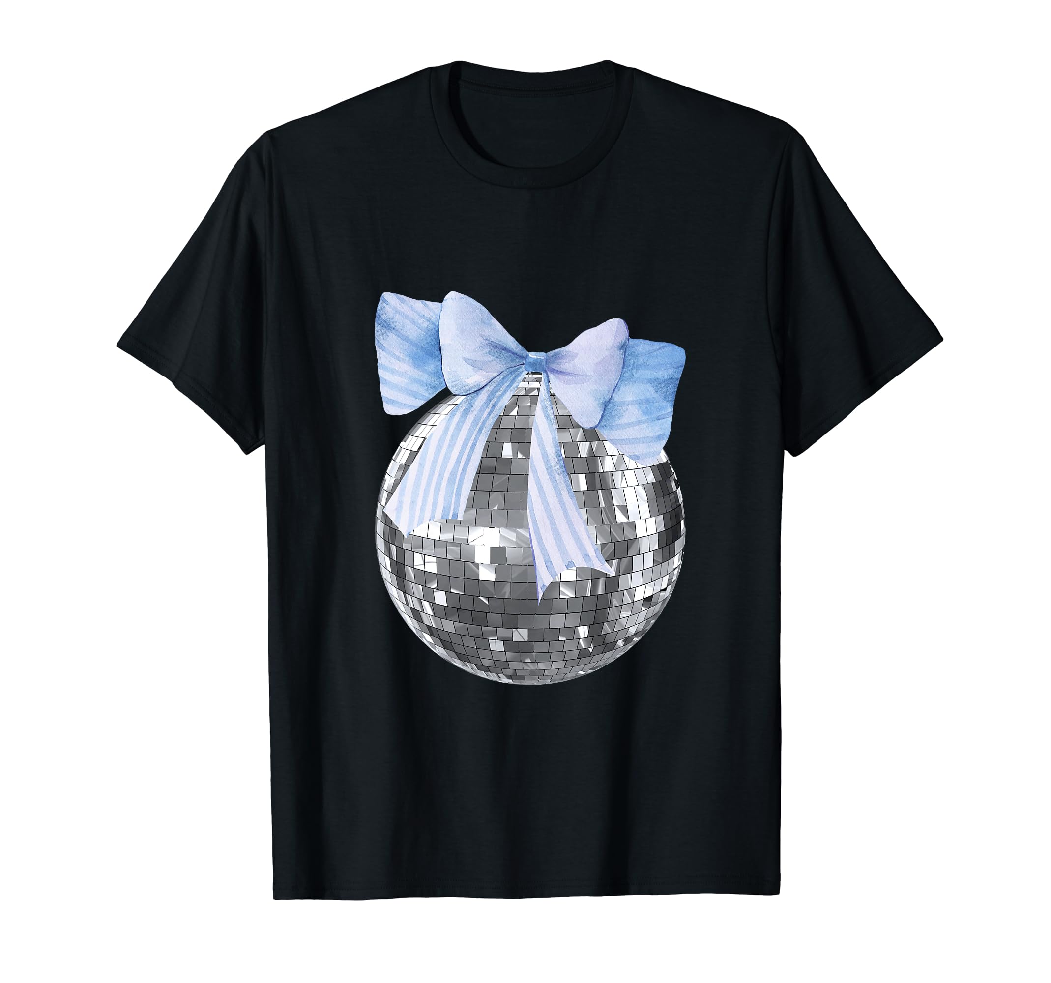 Disco Ball Blue Bow Coquette Girly T-Shirt - Fun Novelty Design for Adults - T-Shirt, Sweatshirt, Hoodie