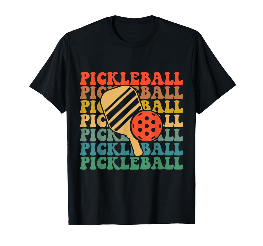 Pickleball Groovy Wavy Rainbow T-Shirt - Novelty Apparel Men Women - T-Shirt, Sweatshirt, Hoodie