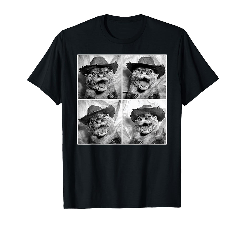Otter Cowboy Hat Photobooth Selfie T-Shirt - Fun Novelty Design for Adults - T-Shirt, Sweatshirt, Hoodie