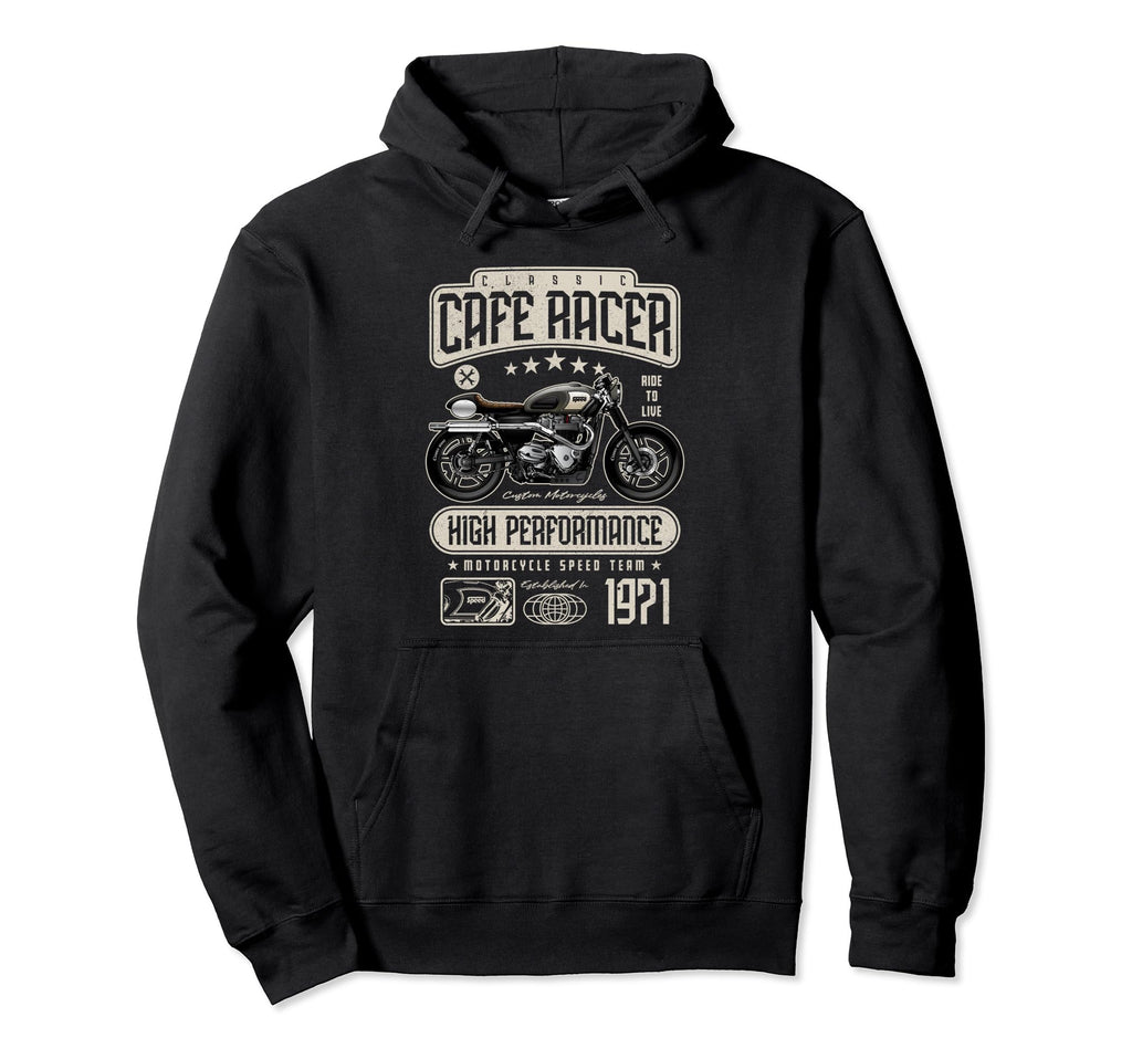Cafe Racer Motorcycle Birthday Biker Hoodie - Minimalist Print Men Women - T-Shirt, Sweatshirt, Hoodie
