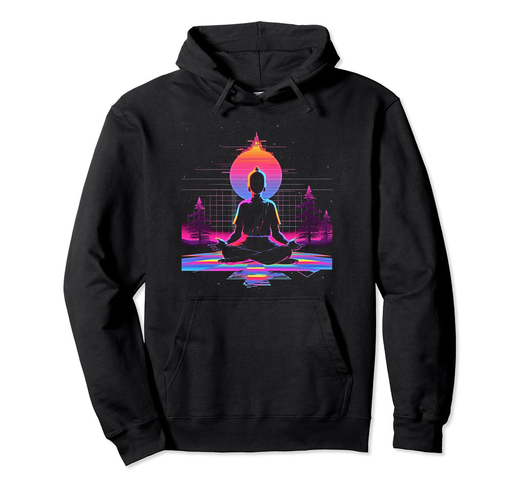 Synthwave Alien Buddha Cyberpunk 80S Hoodie - Streetwear Style for Adults - T-Shirt, Sweatshirt, Hoodie