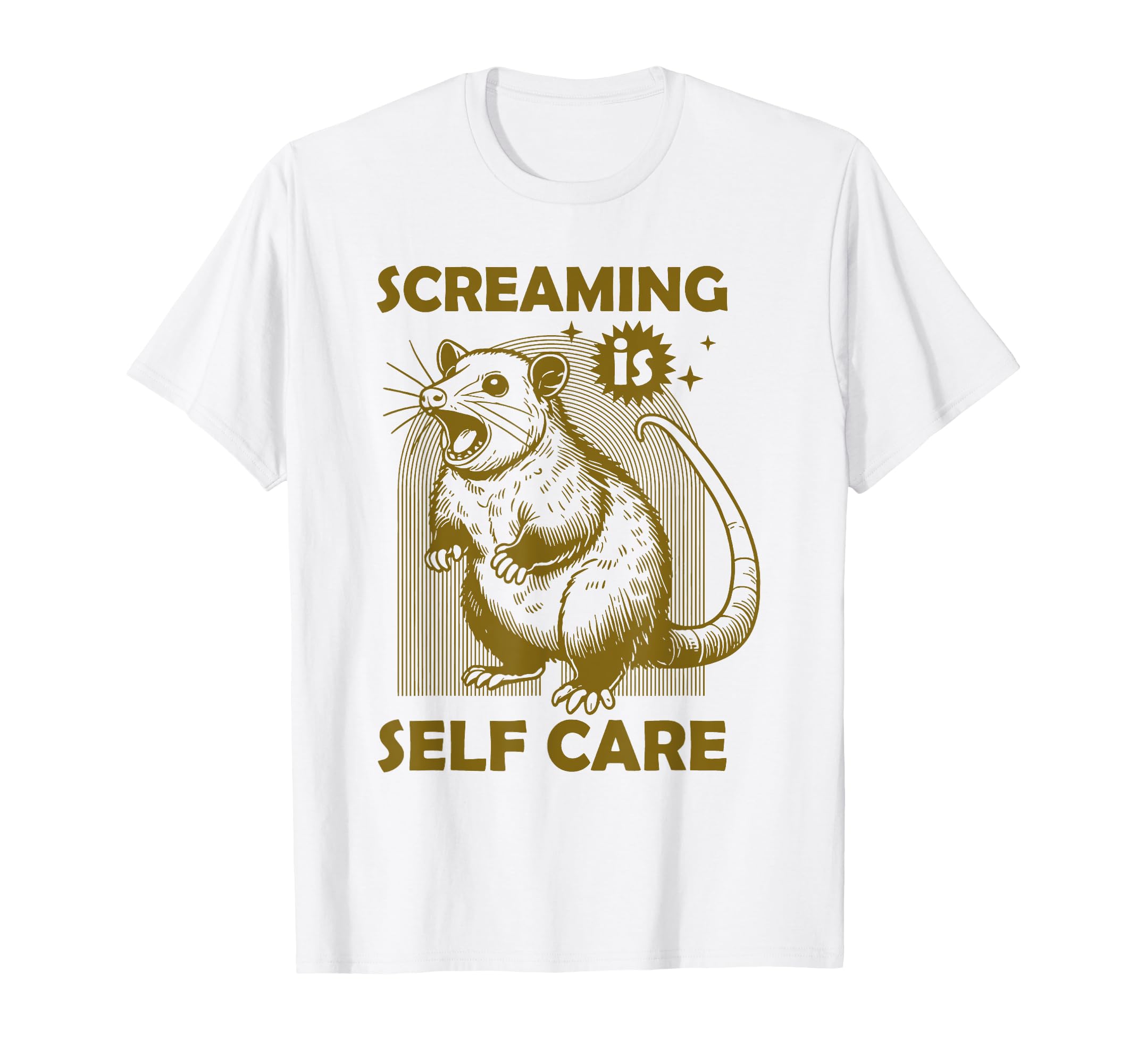 Screaming Is Self Care Funny Raccoon T-Shirt - Aesthetic Graphic Unisex - T-Shirt, Sweatshirt, Hoodie