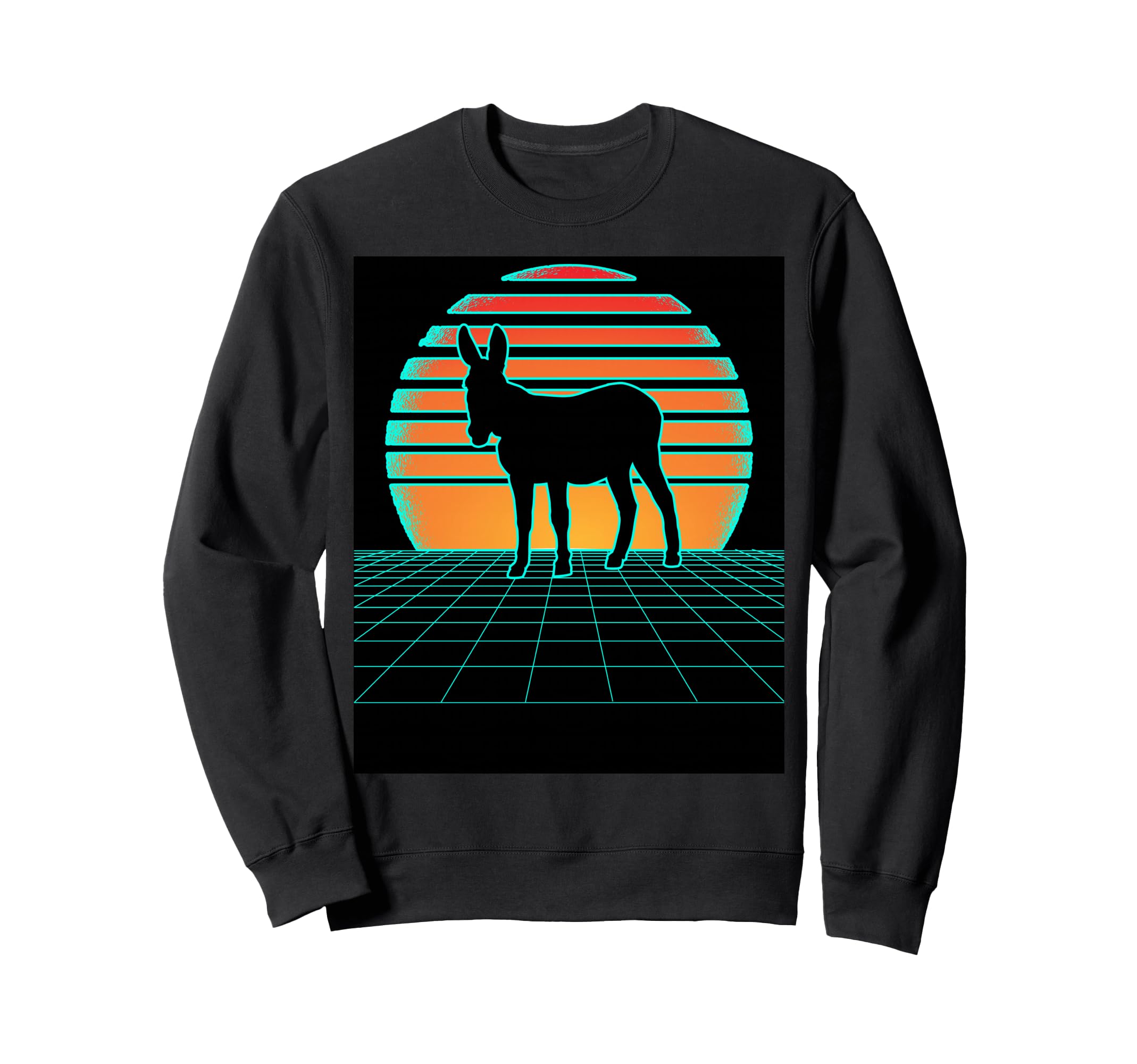 Donkey Synthwave 80S Aesthetic Sweatshirt - Minimalist Print for Adults - T-Shirt, Sweatshirt, Hoodie