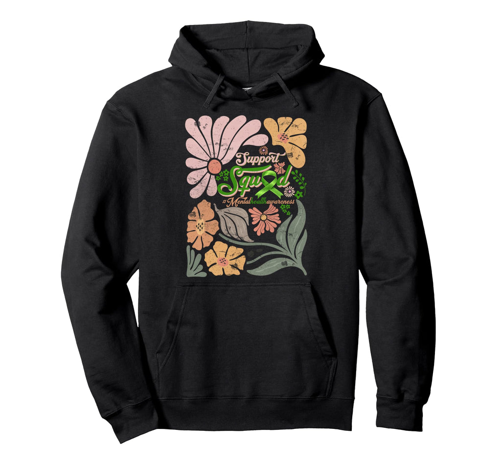 Boho Support Squad Sunflower Hair Mental Hoodie - Trendy Graphic Men Women - T-Shirt, Sweatshirt, Hoodie