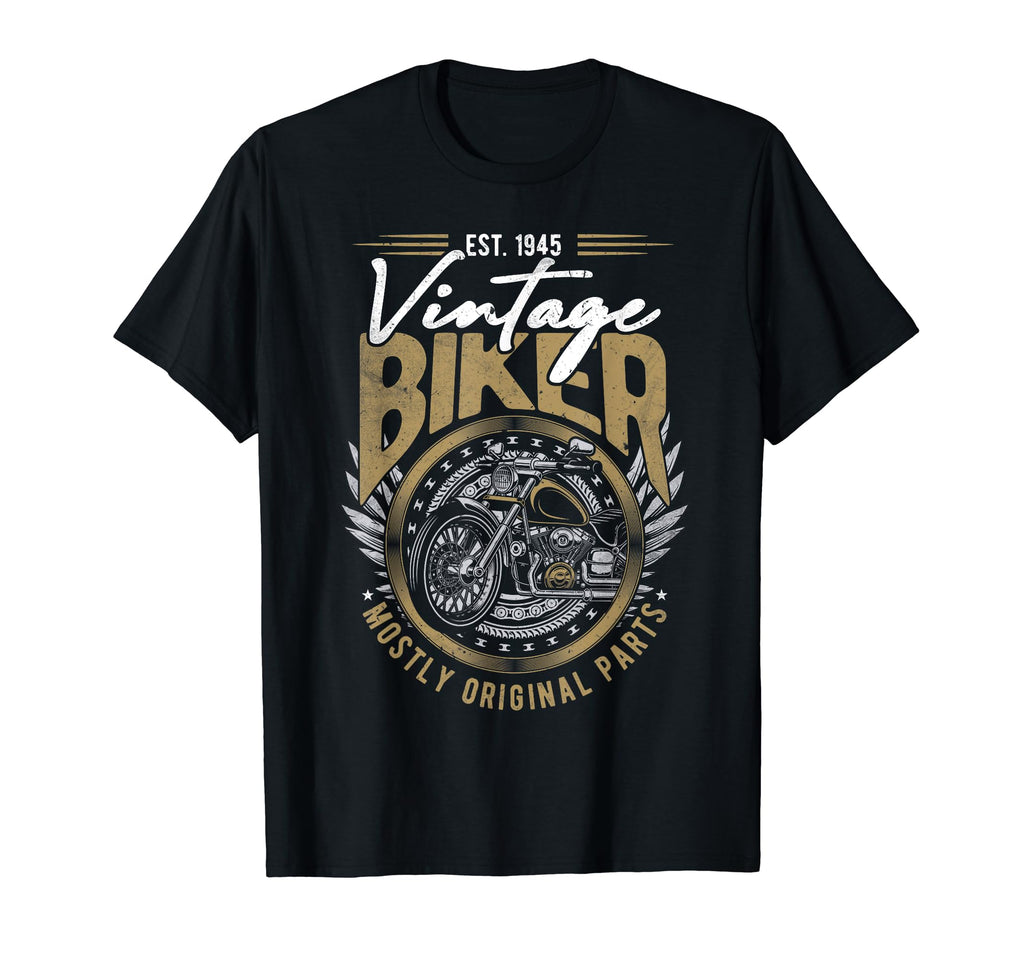 Motorcycle Biker Birthday Born 1945 T-Shirt - Fun Novelty Design Men Women - T-Shirt, Sweatshirt, Hoodie