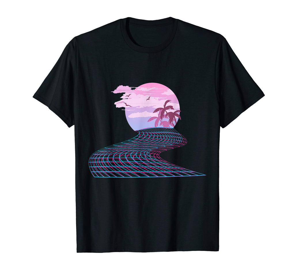 80S Sunset Road Aesthetic Vaporwave Art T-Shirt - Novelty Apparel Unisex - T-Shirt, Sweatshirt, Hoodie