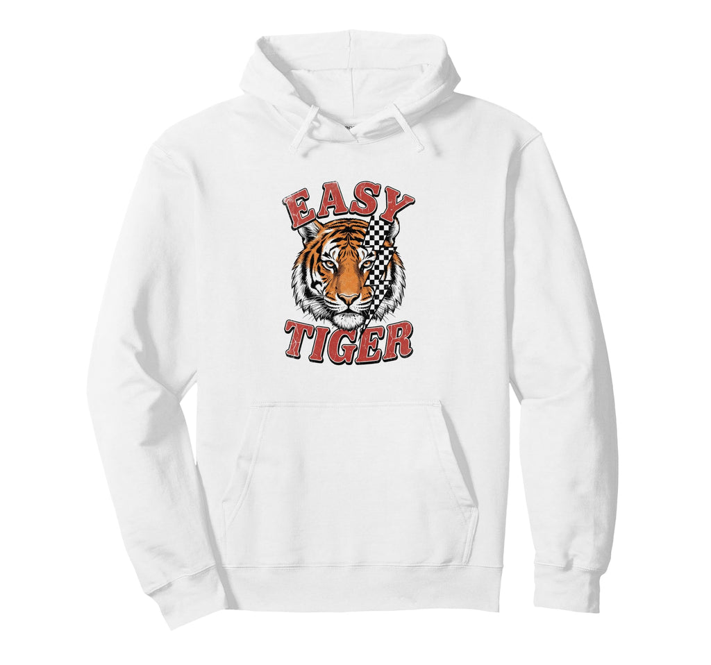 Easy Tiger Checkered Lightning Bolt Hoodie - Casual Everyday Wear Unisex - T-Shirt, Sweatshirt, Hoodie