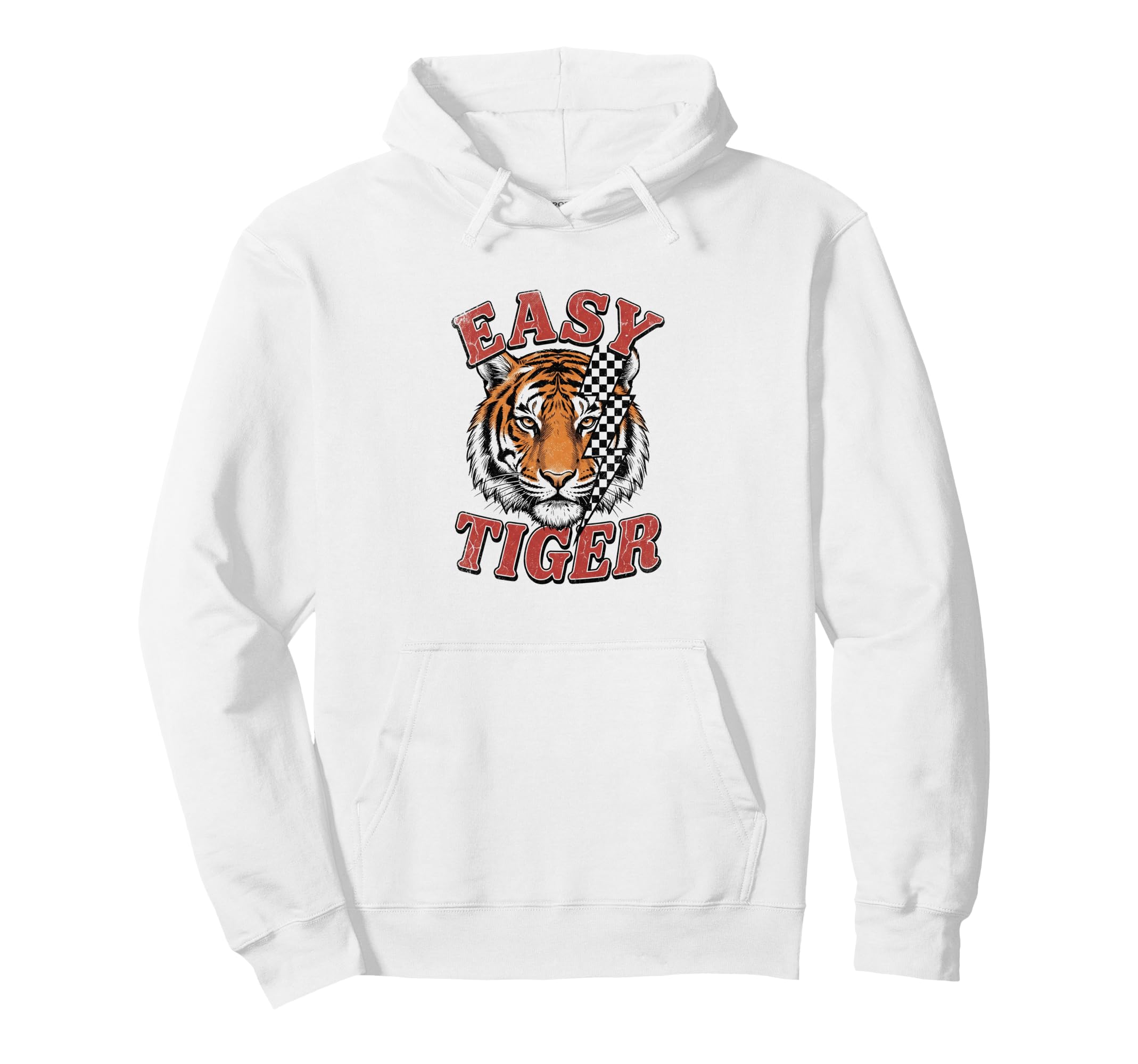 Easy Tiger Checkered Lightning Bolt Hoodie - Casual Everyday Wear Unisex - T-Shirt, Sweatshirt, Hoodie