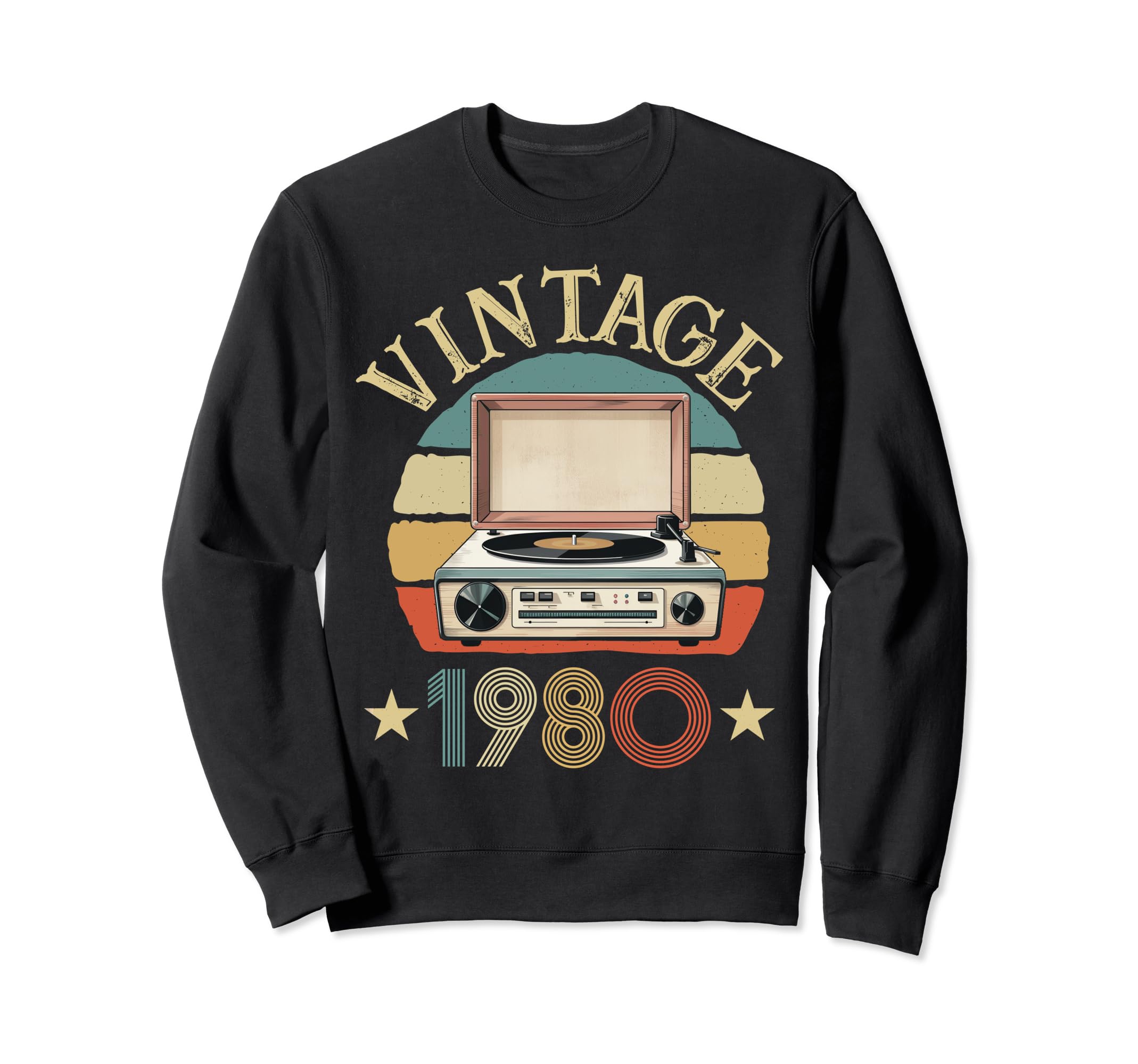 1980 Born 1980 Sunset Vinyl Sweatshirt - Casual Everyday Wear Men Women - T-Shirt, Sweatshirt, Hoodie