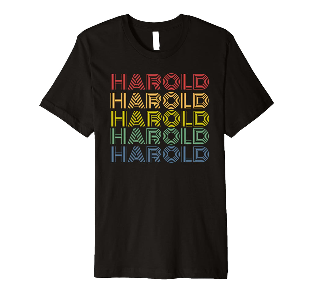 Harold Name Rainbow 70S Typography T-Shirt - Graphic Print Men Women - T-Shirt, Sweatshirt, Hoodie