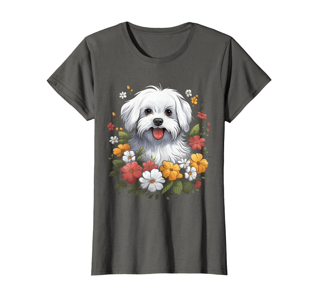 Maltese Mom Floral Dog Lover T-Shirt - Casual Everyday Wear Men Women - T-Shirt, Sweatshirt, Hoodie