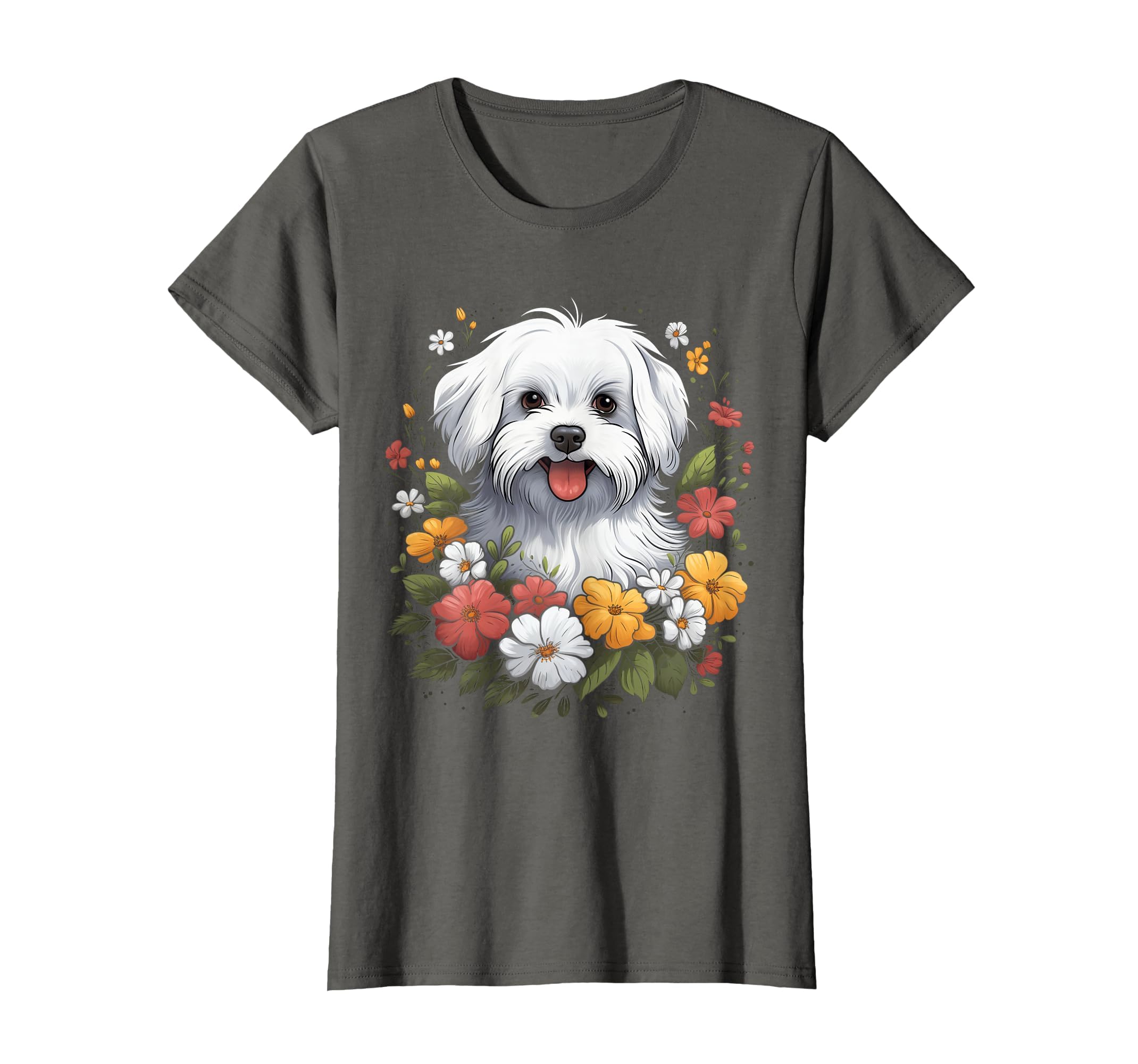 Maltese Mom Floral Dog Lover T-Shirt - Casual Everyday Wear Men Women - T-Shirt, Sweatshirt, Hoodie
