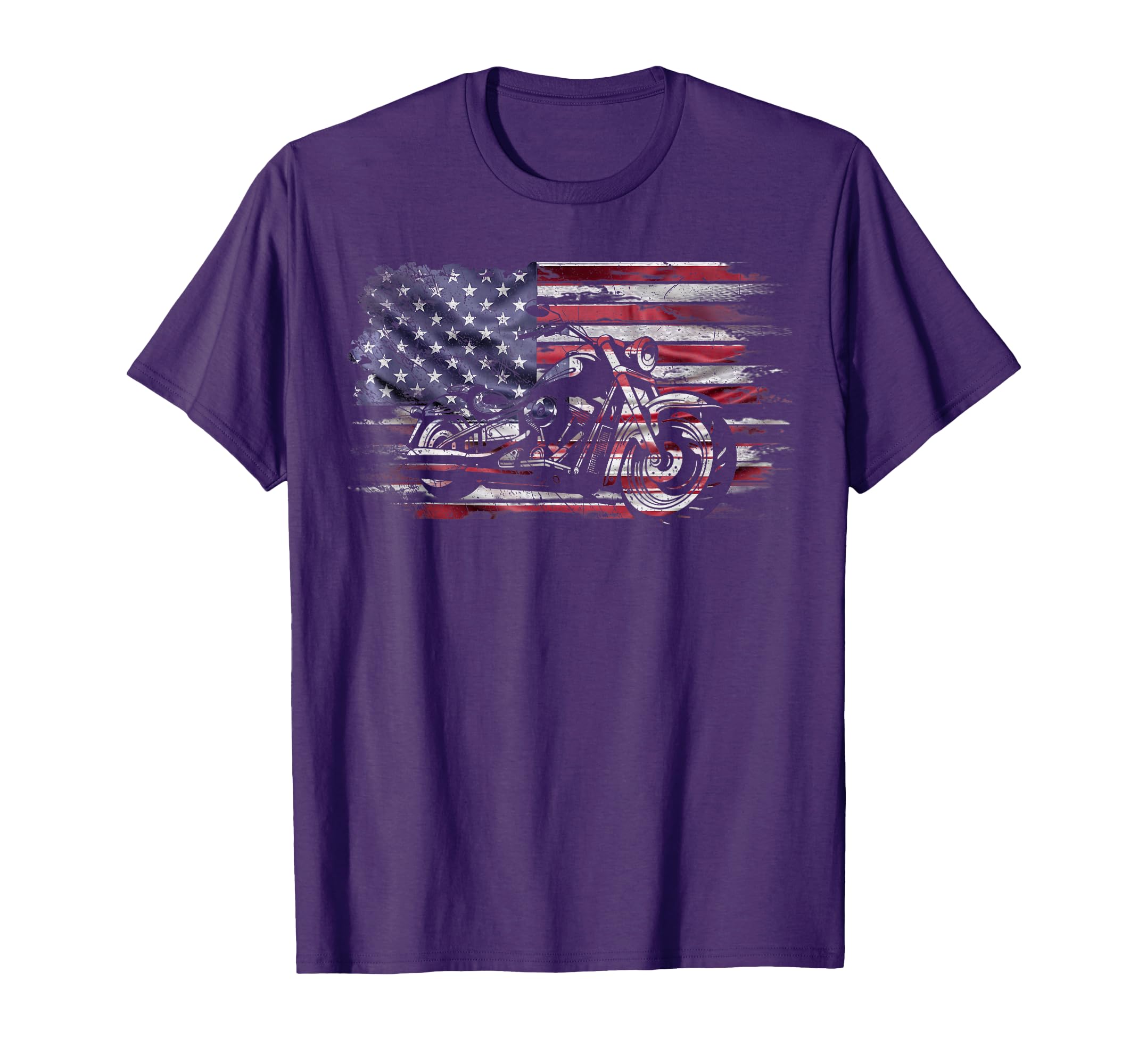 Motorcycle Usa Flag Biker Motorcycle T-Shirt - Minimalist Print Unisex - T-Shirt, Sweatshirt, Hoodie