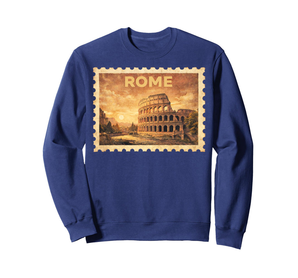 Rome Travel Stamp Art Sweatshirt - Casual Everyday Wear Unisex - T-Shirt, Sweatshirt, Hoodie