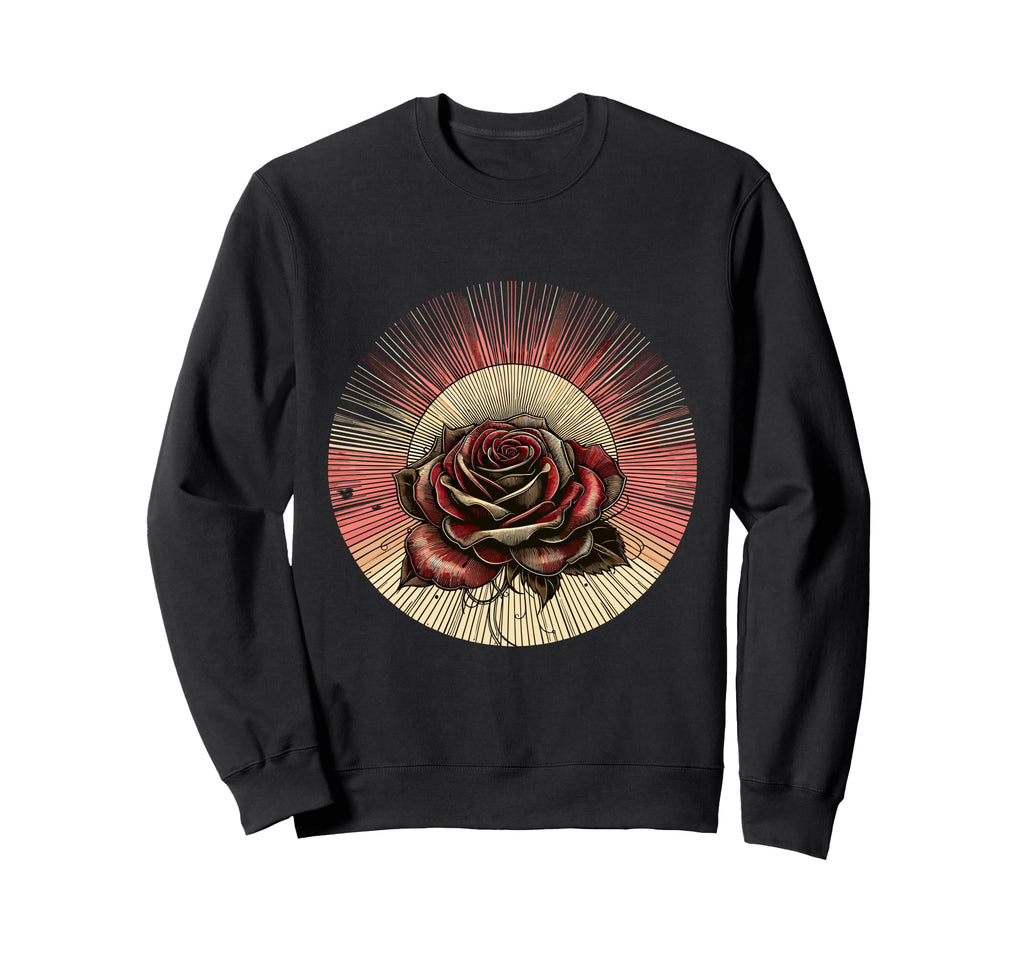 Sunset Rose Floral Nostalgia Vector Sweatshirt - Novelty Apparel Unisex - T-Shirt, Sweatshirt, Hoodie