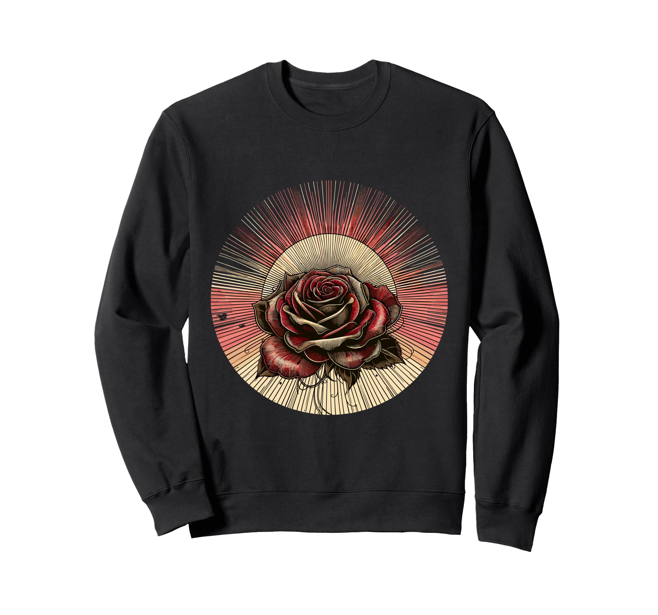 Sunset Rose Floral Nostalgia Vector Sweatshirt - Novelty Apparel Unisex - T-Shirt, Sweatshirt, Hoodie