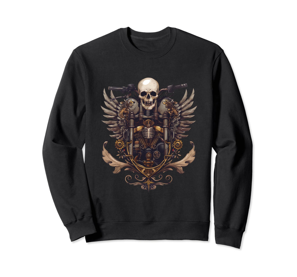 Skeleton Biker Wings Skull Sweatshirt - Streetwear Style Men Women - T-Shirt, Sweatshirt, Hoodie