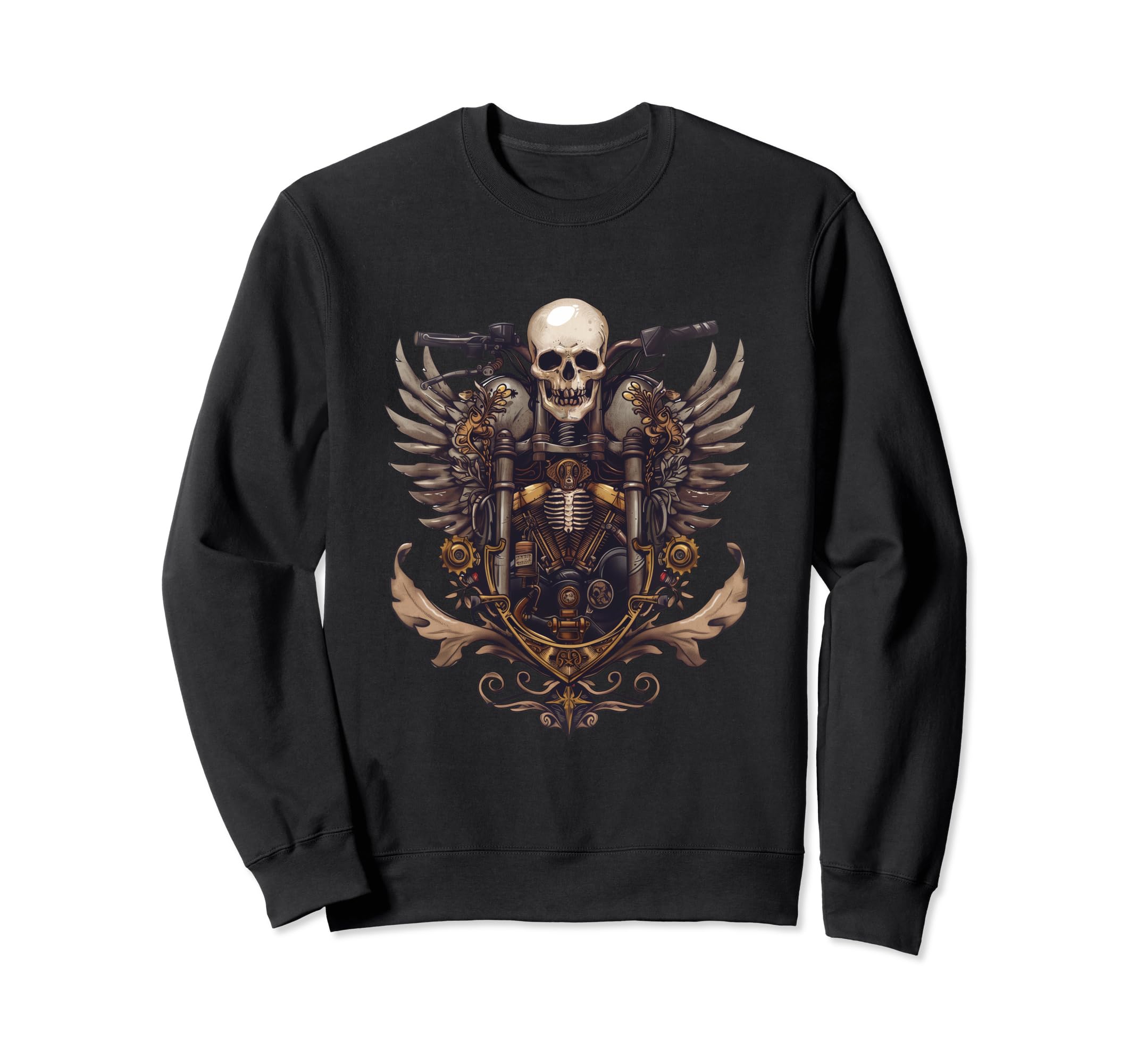 Skeleton Biker Wings Skull Sweatshirt - Streetwear Style Men Women - T-Shirt, Sweatshirt, Hoodie