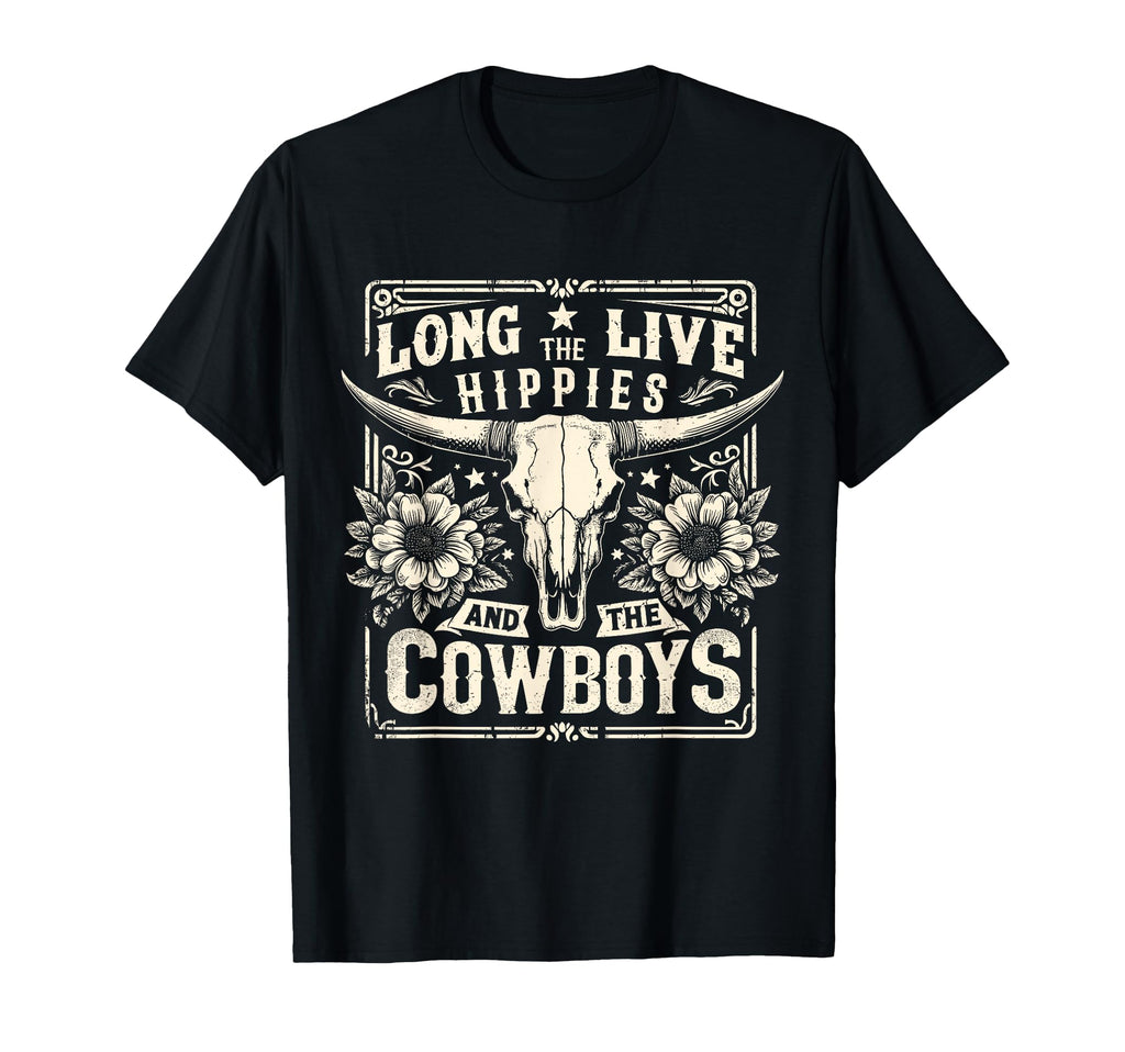 Long Live Hippies And Cowboys Country T-Shirt - Minimalist Print for Adults - T-Shirt, Sweatshirt, Hoodie