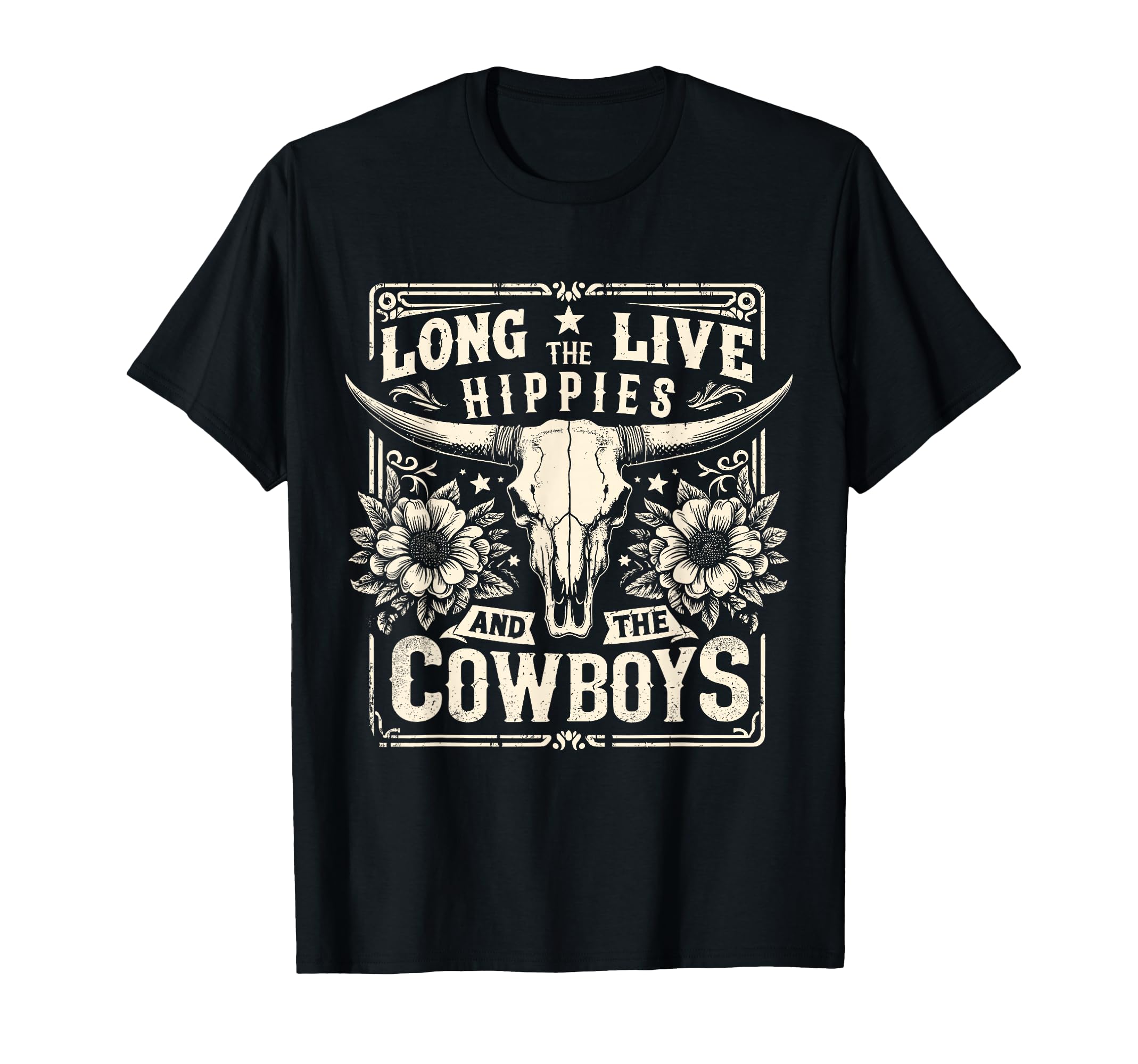 Long Live Hippies And Cowboys Country T-Shirt - Minimalist Print for Adults - T-Shirt, Sweatshirt, Hoodie