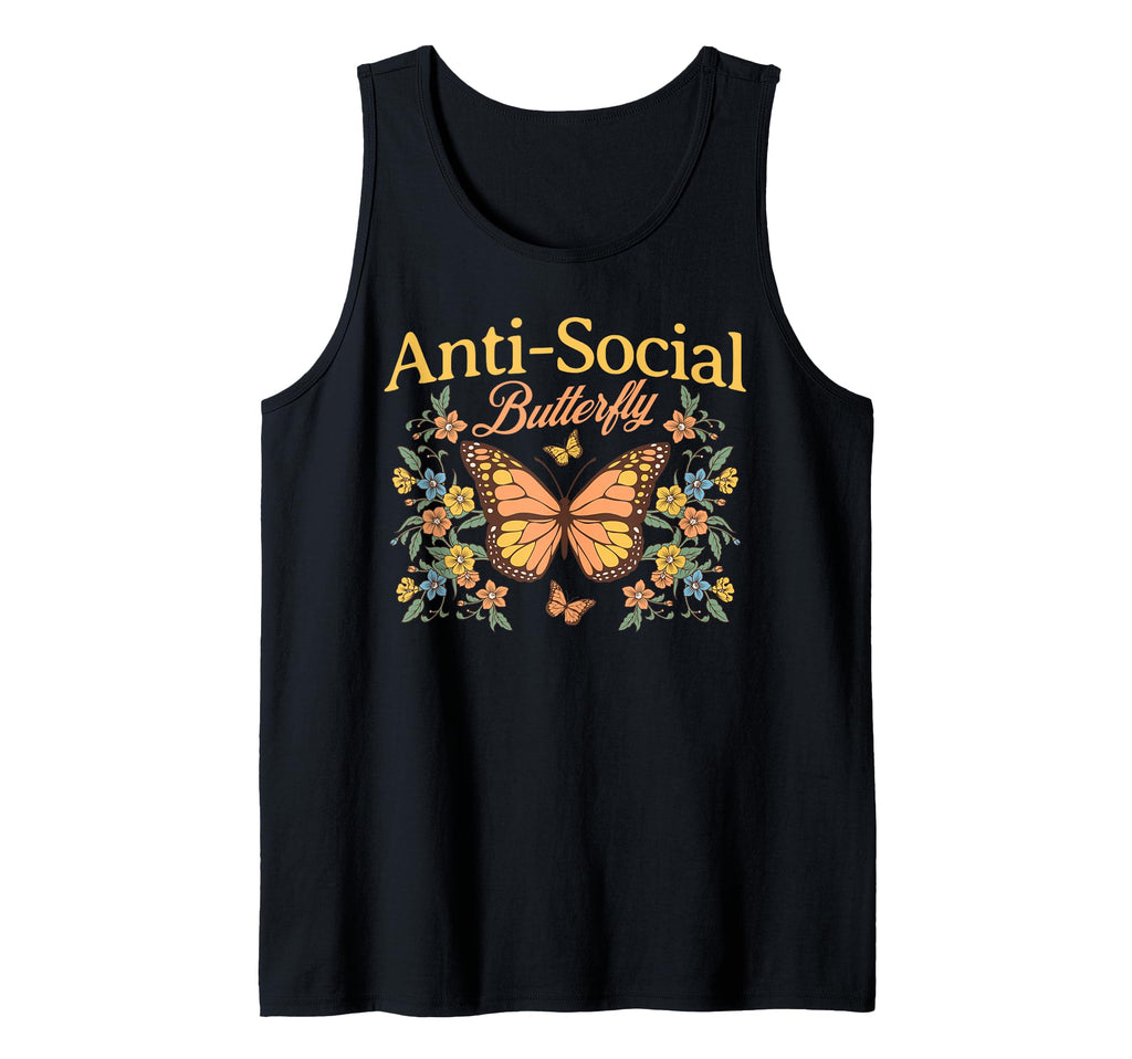 Anti Social Butterfly Funny Introverted Hoodie - Graphic Print Men Women - T-Shirt, Sweatshirt, Hoodie