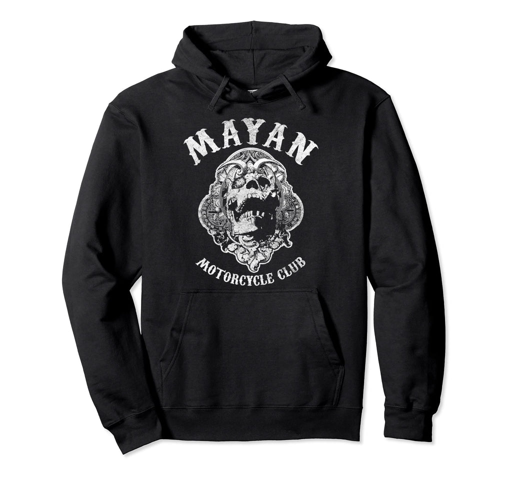 Mayan Motorcycle Skull Anarchy Hoodie - Fun Novelty Design Unisex - T-Shirt, Sweatshirt, Hoodie