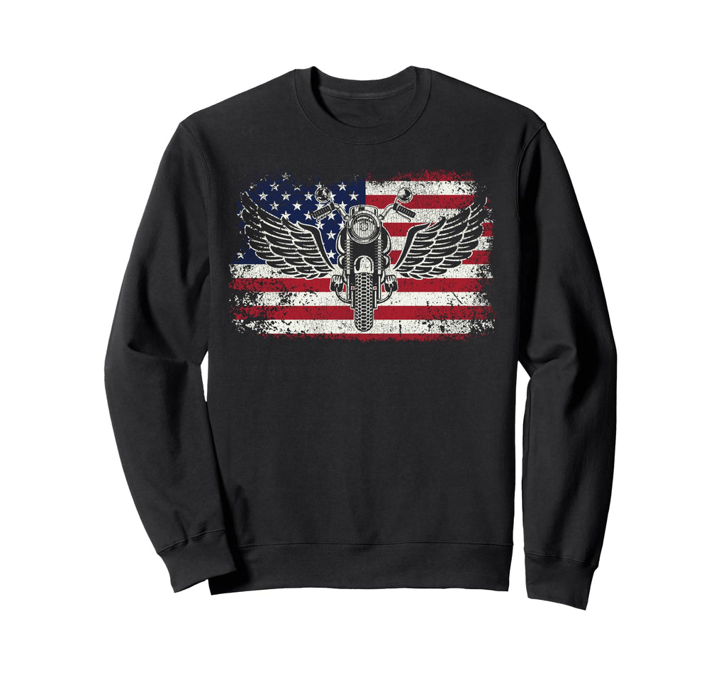 Motorcycle Biker American Flag Sweatshirt - Custom Art Print for Adults - T-Shirt, Sweatshirt, Hoodie