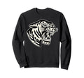 Traditional Tiger Head Blackwork Sweatshirt - Unique Graphic for Adults - T-Shirt, Sweatshirt, Hoodie