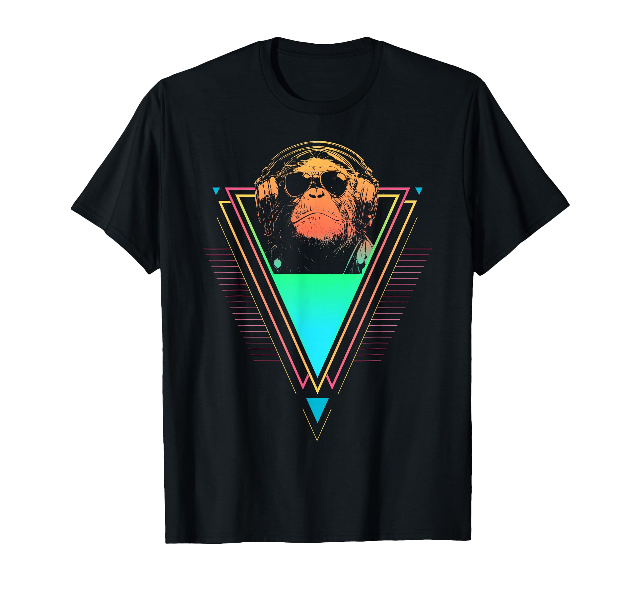 1980S 1990S Synthwave Chimpanzee Sunset T-Shirt - Custom Art Print Unisex - T-Shirt, Sweatshirt, Hoodie