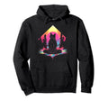 Synthwave Cat Samurai Mediation Hoodie - Minimalist Print Men Women - T-Shirt, Sweatshirt, Hoodie