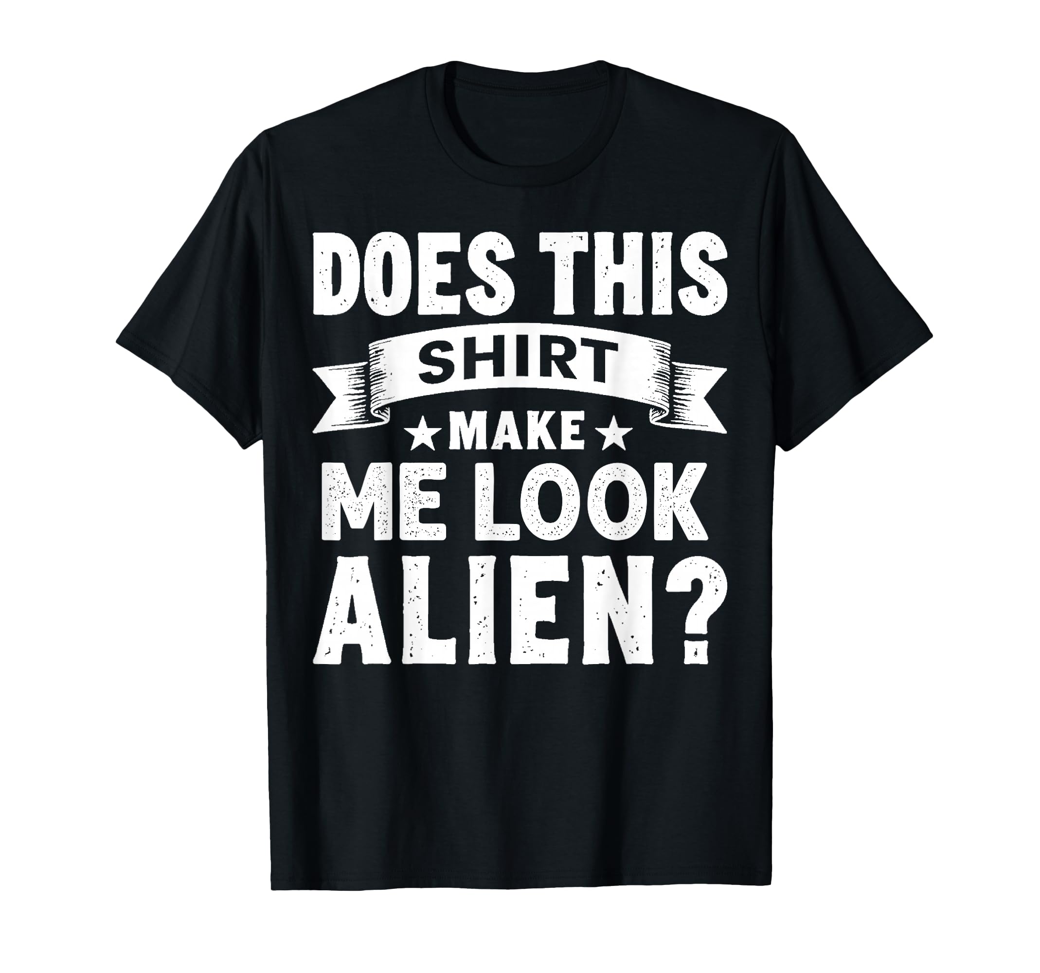 Funny Alien Question Typography Ribbon T-Shirt - Custom Art Print Men Women - T-Shirt, Sweatshirt, Hoodie
