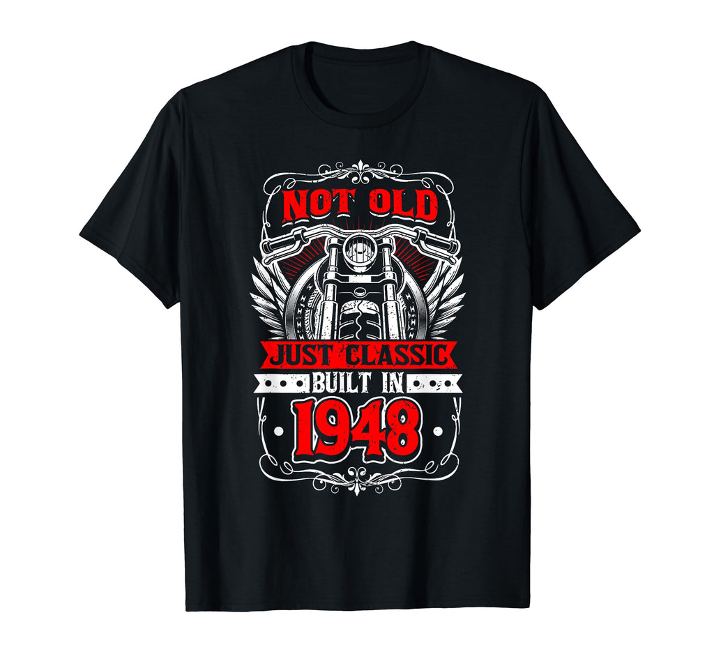 Motorcycle Biker Birthday Built 1948 T-Shirt - Minimalist Print for Adults - T-Shirt, Sweatshirt, Hoodie