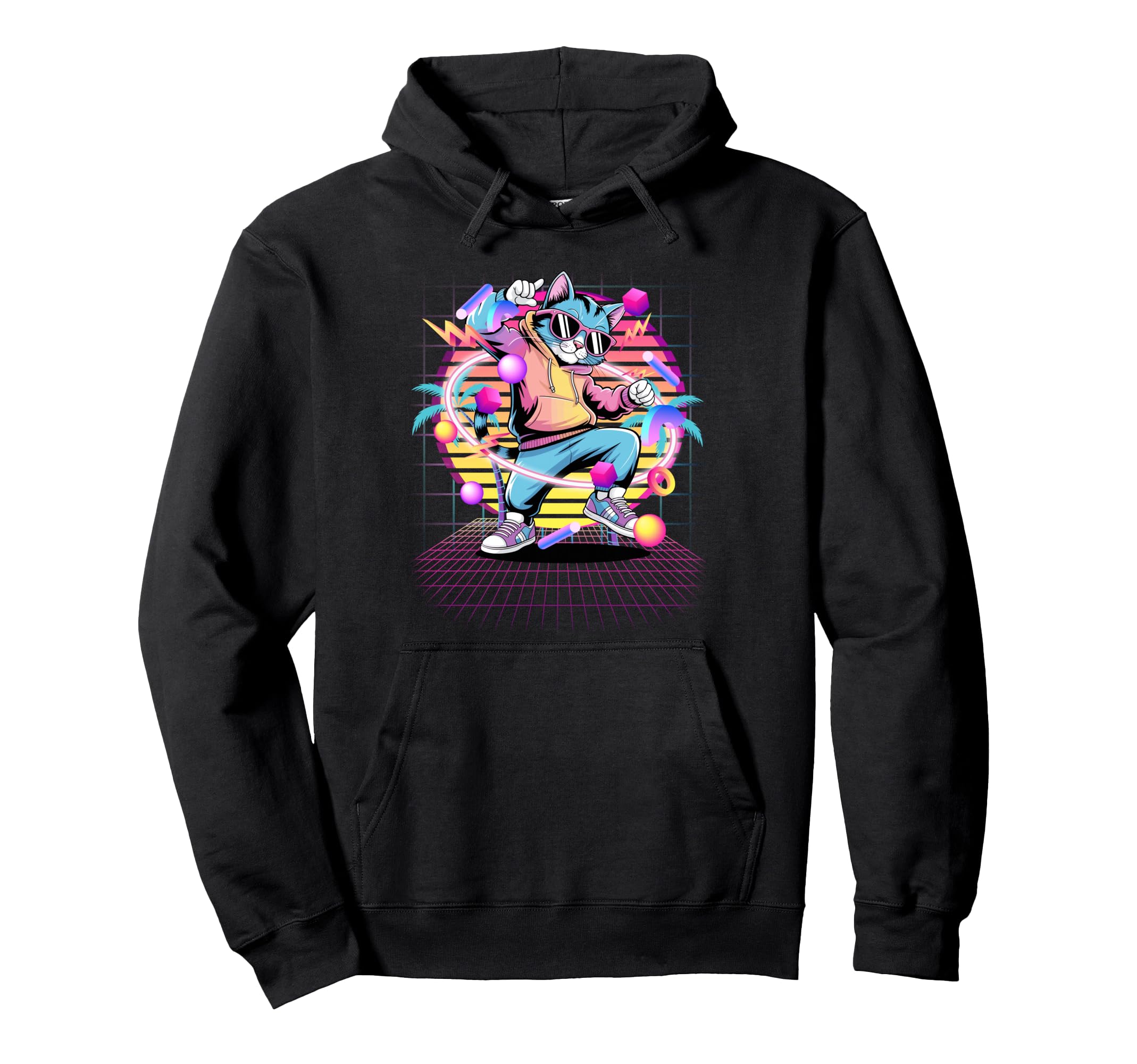 Cat Dancing 80S Vaporwave Synthwave Hoodie - Aesthetic Graphic Men Women - T-Shirt, Sweatshirt, Hoodie