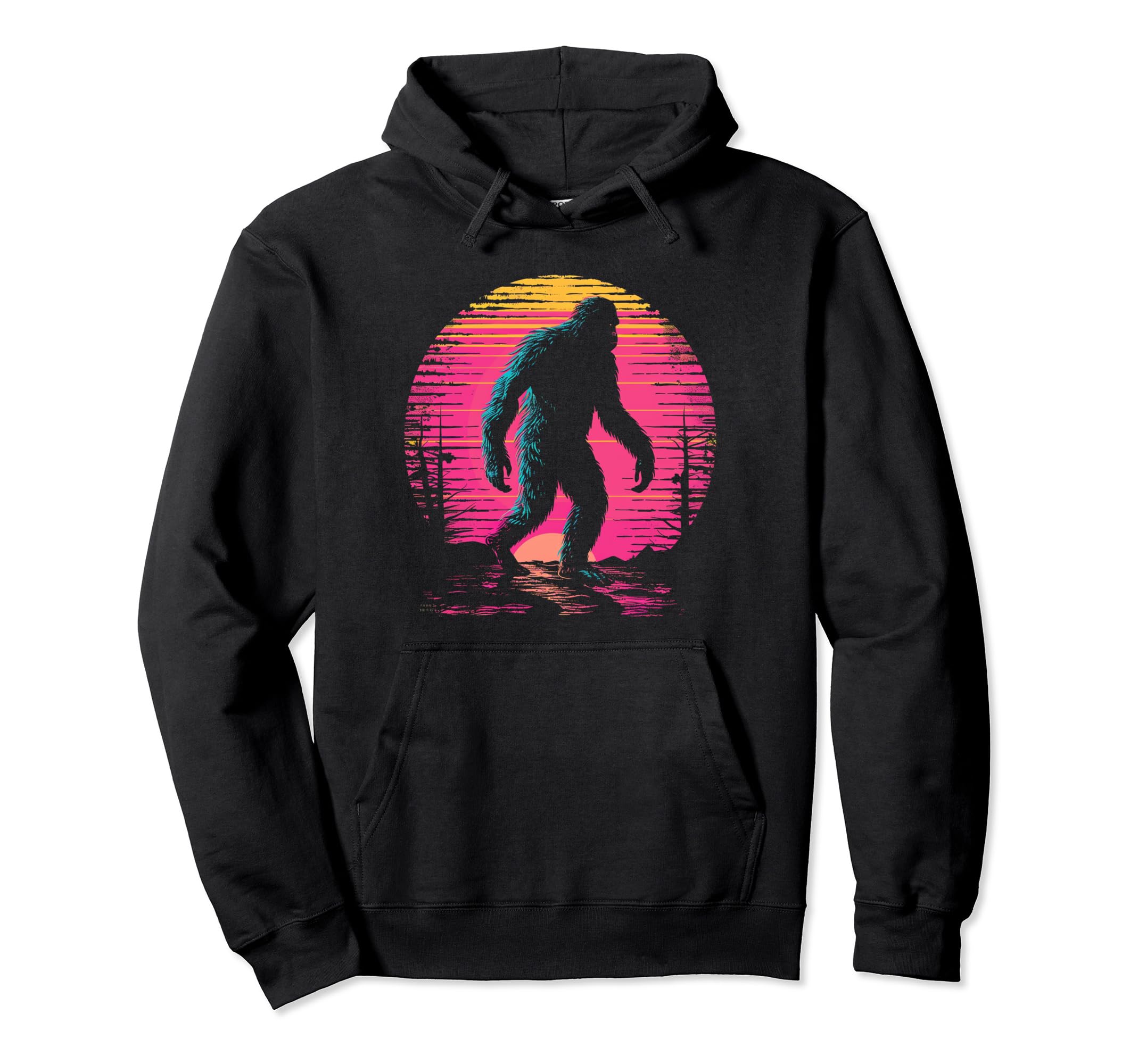 Bigfoot Vaporwave Aesthetic Synthwave 80S Hoodie - Custom Art Print Unisex - T-Shirt, Sweatshirt, Hoodie