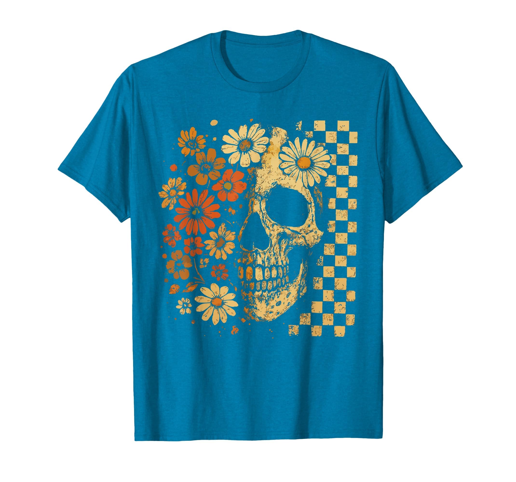 Floral Skull Grunge Aesthetic T-Shirt - Custom Art Print Men Women - T-Shirt, Sweatshirt, Hoodie
