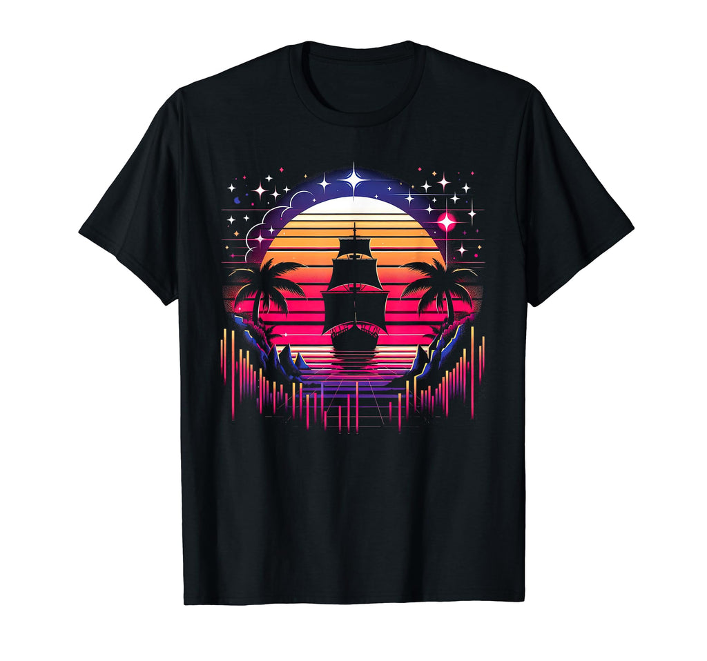 Synthwave Pirate Ship Retrowave T-Shirt - Streetwear Style for Adults - T-Shirt, Sweatshirt, Hoodie