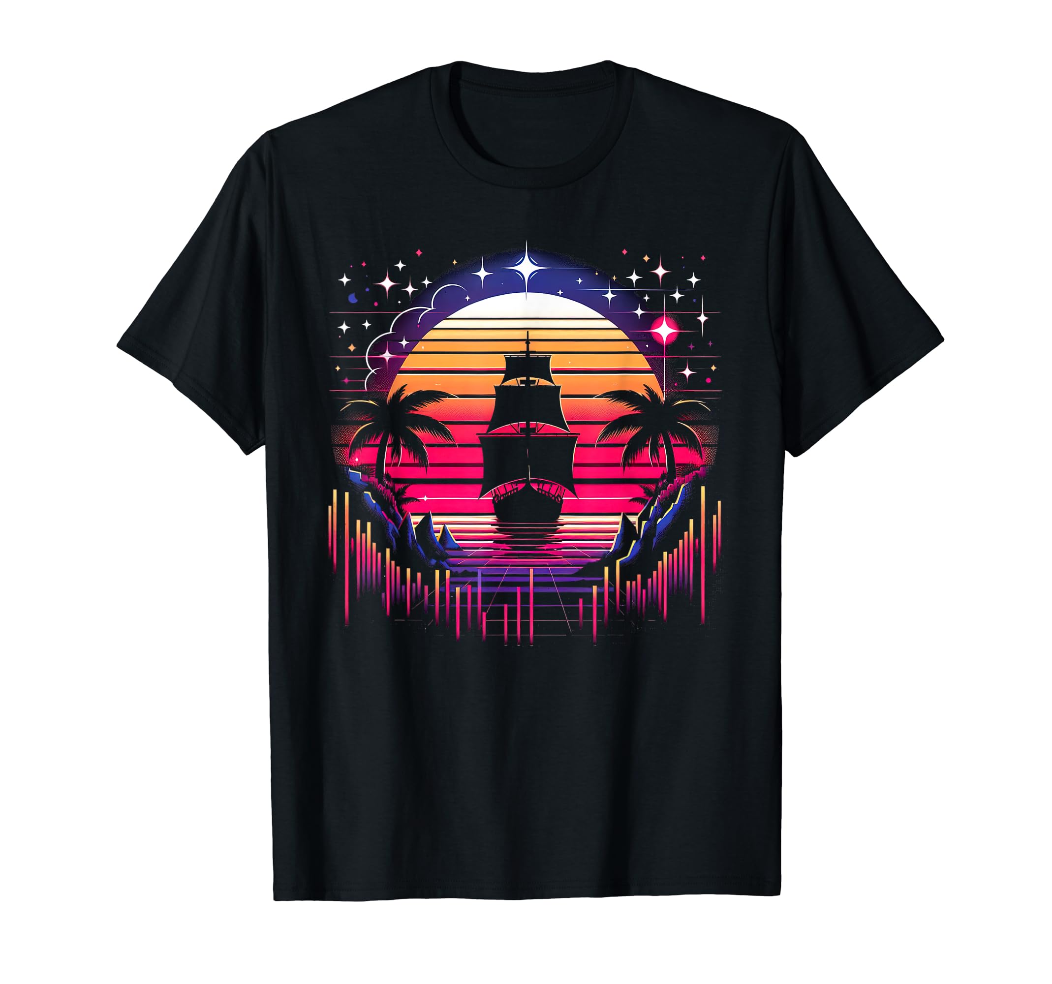 Synthwave Pirate Ship Retrowave T-Shirt - Streetwear Style for Adults - T-Shirt, Sweatshirt, Hoodie