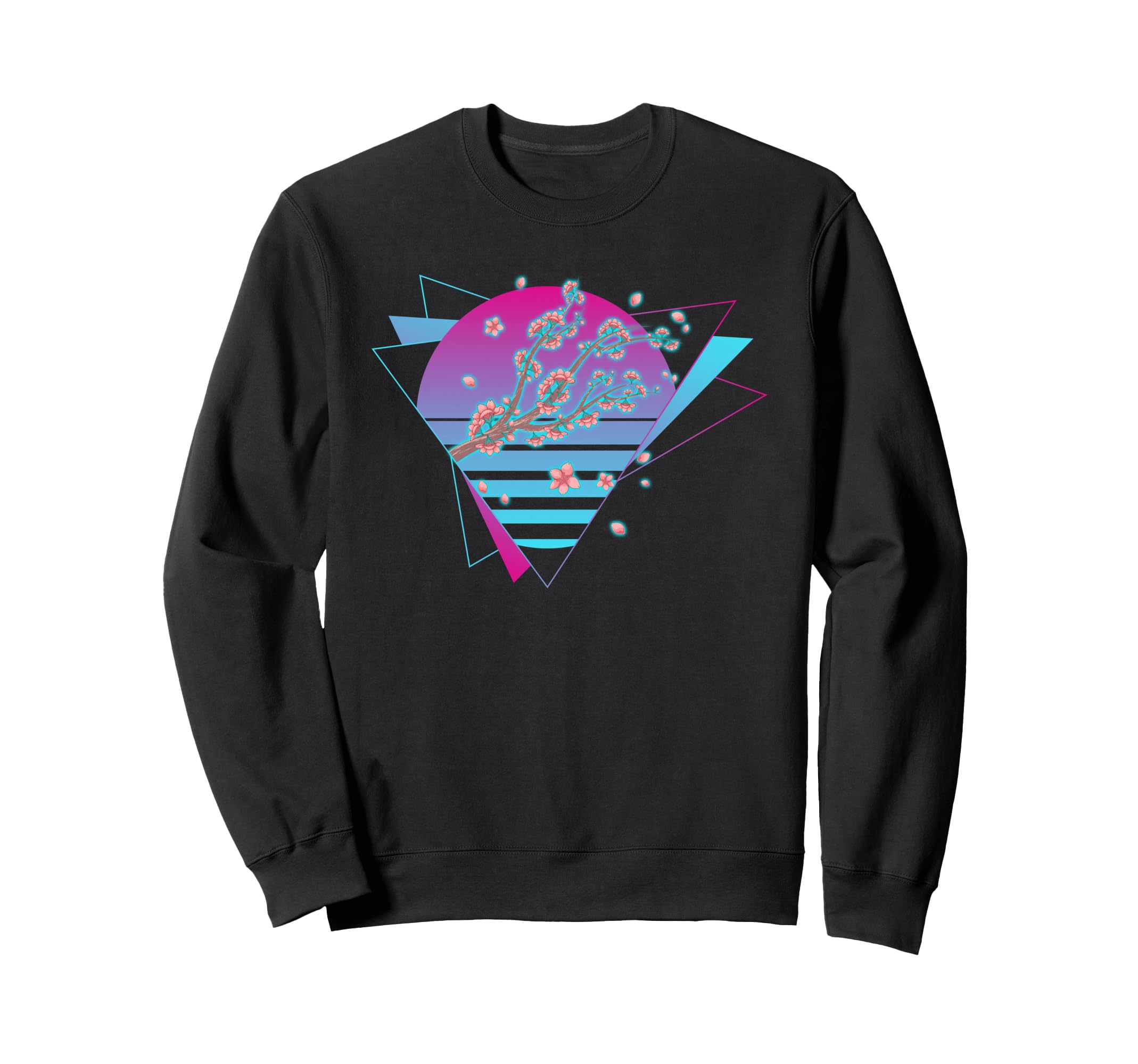 Sakura Blossoms Vaporwave Synthwave Sweatshirt - Graphic Print for Adults - T-Shirt, Sweatshirt, Hoodie
