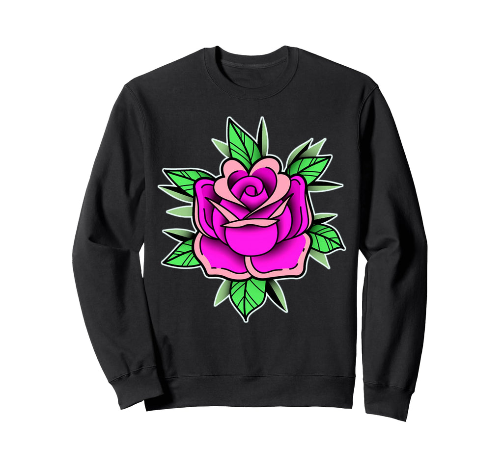Purple Rose Traditional Tattoo Flash Sweatshirt - Unique Graphic Men Women - T-Shirt, Sweatshirt, Hoodie