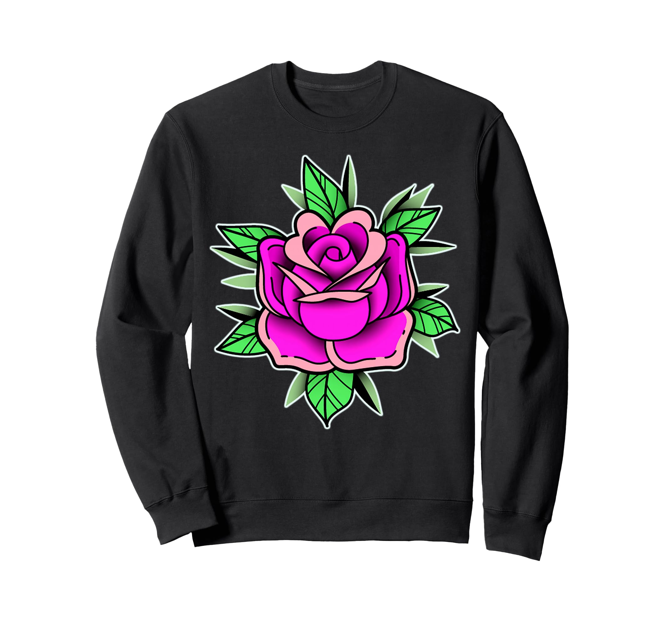 Purple Rose Traditional Tattoo Flash Sweatshirt - Unique Graphic Men Women - T-Shirt, Sweatshirt, Hoodie