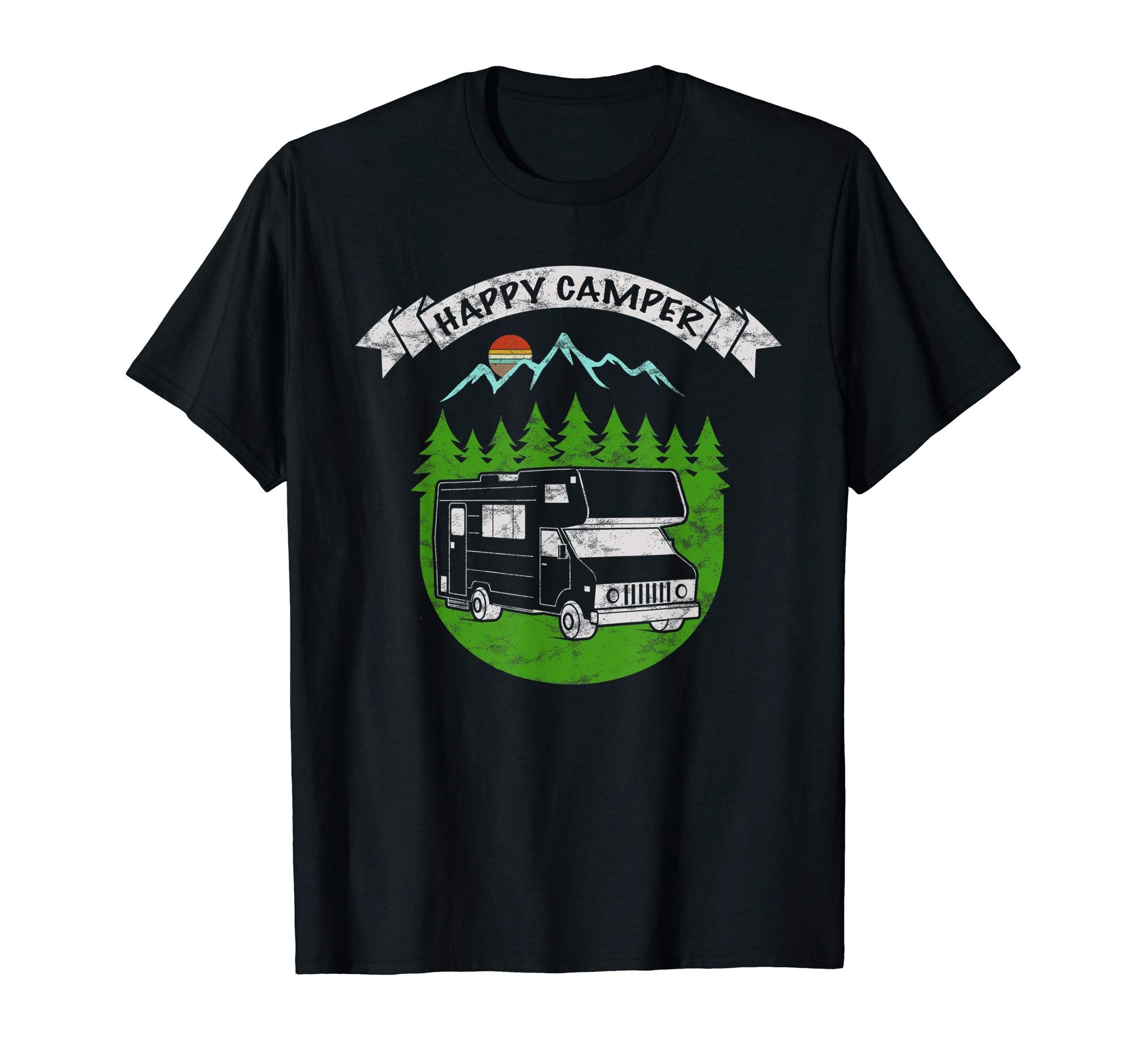 Sunset Rv Happy Camper Camping Gift T-Shirt - Aesthetic Graphic Men Women - T-Shirt, Sweatshirt, Hoodie