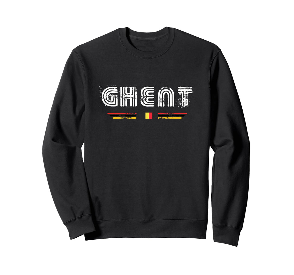 Ghent Belgium Austria 70S 80S Type Flag Sweatshirt - Novelty Apparel Unisex - T-Shirt, Sweatshirt, Hoodie